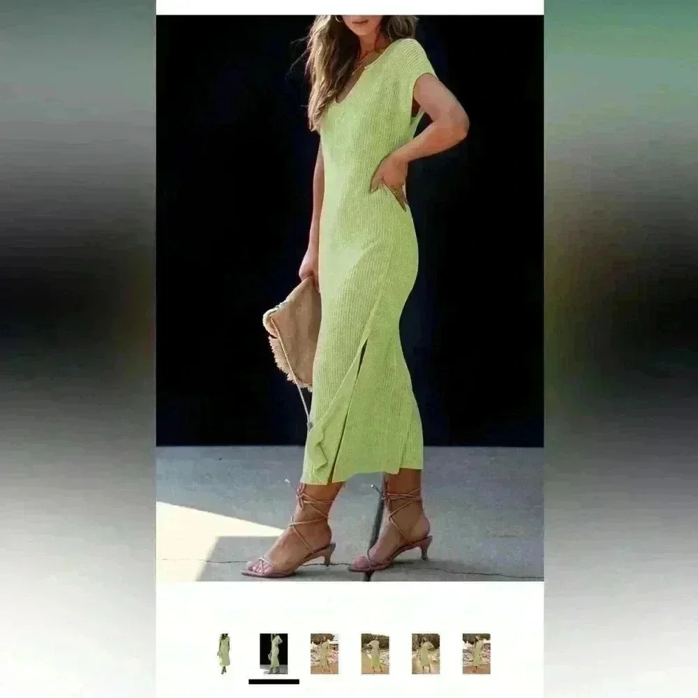Ribbed knit midi dress